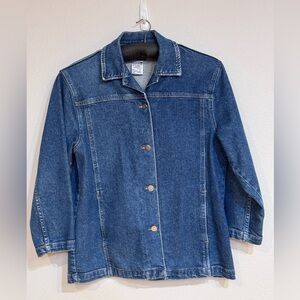 French Dressing Blue Denim Chore Coat Jacket Button Front Cotton Womens 2P